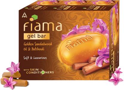 FIAMA Golden Sandalwood Oil & Patchouli Soap Gel Bathing Bar for Moisturised Soft Skin