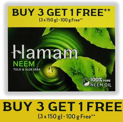 HAMAM NEEM AND TULSI & ALOEVERA~(150gx3+100g Free)