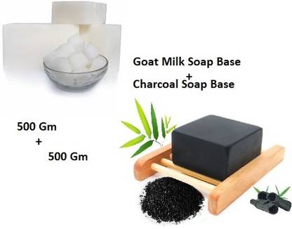 mihai COMBO SOAP BASE GOATMILK AND CHARCOAL EASH 500GM 100% MELT AND POUR BASE