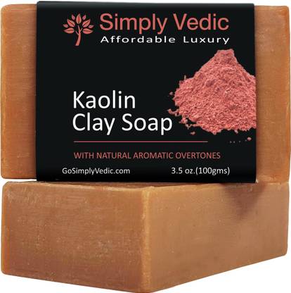 Simply Vedic 1-Pack Kaolin Clay Soap Bar For Body, Hand, Face, Hand-Made