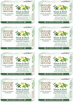 Nature League NEEM & BASIL,Natural Handmade Bathing Soap Bar,With Vitamin-E,No SLS & Paraben