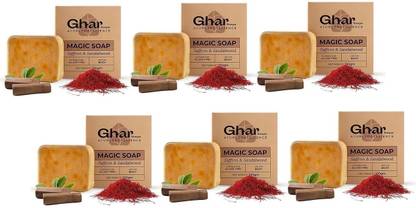 GharSoaps Magic Soap Sandal Wood And Saffron for DeTan and Glowing Brightening Skin