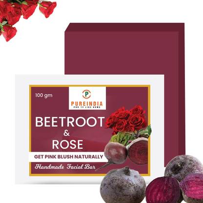 pureindia Handmade Beatroot facial bar for Made 100% Pure Beetroot & Rose.