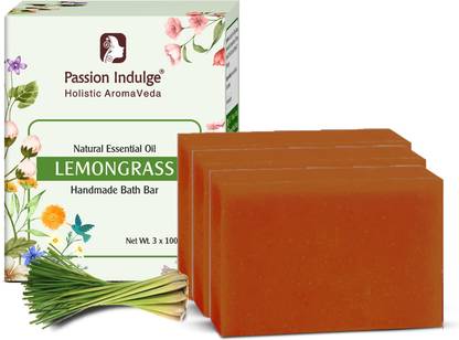 Passion Indulge Handmade Natural Soap - Lemongrass (Pack of 3)