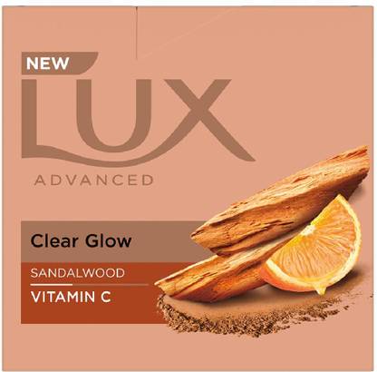 LUX Sandalwood, with Vitamin C, Bath Soap, 150g x 3 for Clear Skin