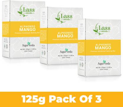 Lass Natural Alphanso Mango Handmade Bathing Bar, Ideal For Skin Cleansing & Nourishing