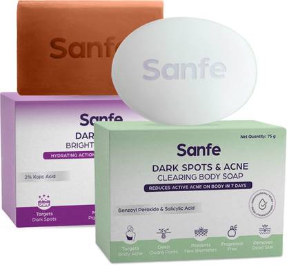Sanfe Dark Spots Brightening Syndet Soap & Dark Spots & Acne Clearing Body Soap