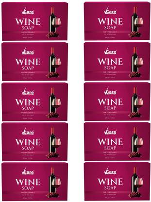 Vcare Red Wine Bathing Soap Bar for Body & Face 100g Reduce Fine Lines & Wrinkles PK10