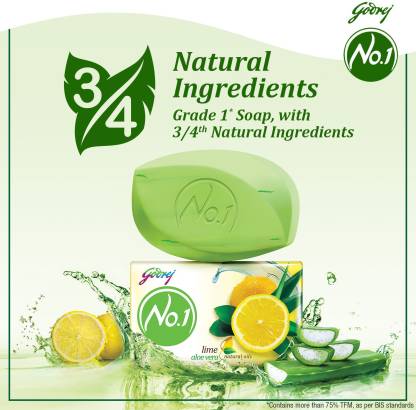 Godrej No1 Bathing Soap - Lime and Aloe Vera, 150gm (Pack of 4)