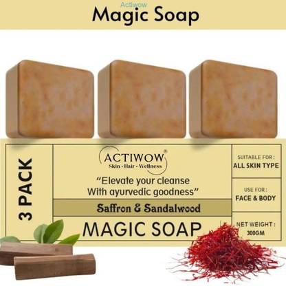ACTIWOW Magic Soap White Glow Bar with Kojic and Glutathione 3Pcs