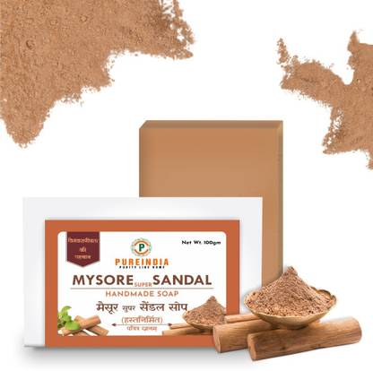 pureindia Handmade Mysore Super Sandal Soap for Glowing Skin Pack 3