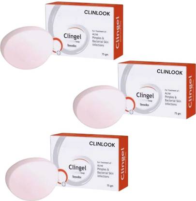 clin look CLI-GEL SOAP FOR ACNE & PIMPLE BACTERIAL SKIN PACK OF 3