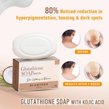 GLAMVEDA Glutathione & Kojic Acid Soap|Lightens Dark Spots,Acne Scars & Hyperpigmentation