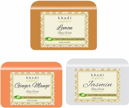 KHADI MEGHDOOT Lemon, Ginger Mango and Khas Organic Handmade Body Wash/Soap