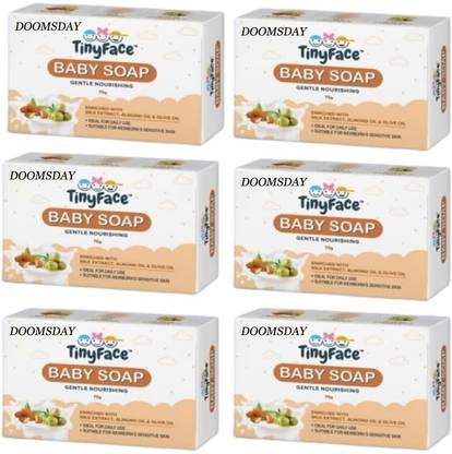 DOOMSDAY TINYFACE BABY SOAP GENTLE NOURSHING WITH MILK ALMOND OIL & OLIVE OIL PACK OF 6