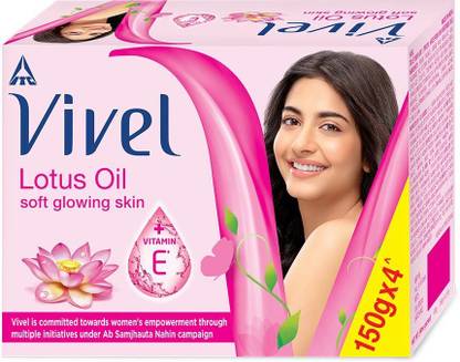 Vivel Lotus Oil Grade 1 Soap Bathing Bar, for Soft Glowing Skin with Vitamin E
