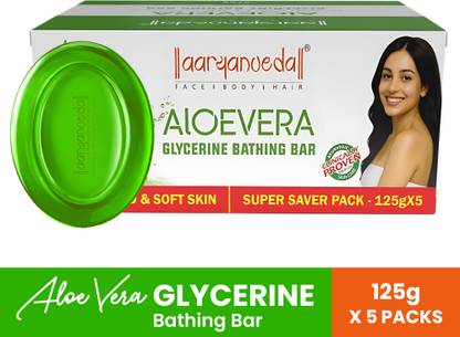 Aaryanveda Aloe Vera Bathing Bar Antiseptic & Moisturizing Soap Glycerine Neem Body Soap
