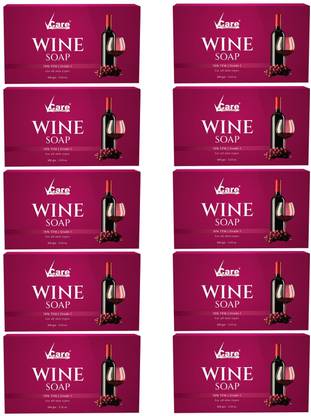 Vcare Red Wine Bathing Soap Bar for Men & Women 100g(Pack of 10) Pure & Gentle on Skin