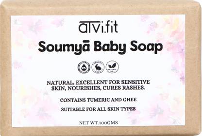 ATVI.FIT Soumya baby soap made with pure coconut oil and ghee enriched with ashwagandha