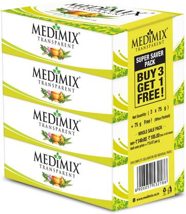 MEDIMIX Transparent Soap | Buy 3 Get 1 Free | Effective for Dry Skin |