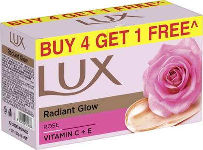 LUX Soft Glow Buy 4 Get 1 Free Offer Rose & Vitamin E Bathing Soap For Glowing Skin Beauty Soaps