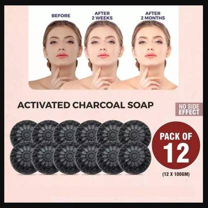 BadaHair ACTIVATED CHARCOAL Natural Hand Made Soap 12 x 100 g (12 x 100 g)