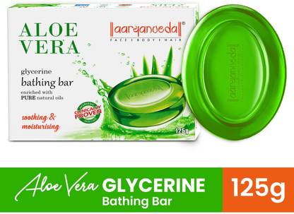 Aaryanveda Aloe Vera Bathing Bar For Soothing & Moisturizing Skin Natural Bathing Body Soap  (125 g)