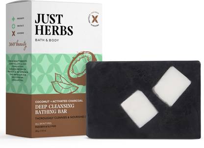 Just Herbs Coconut + Activated Charcoal Deep Cleansing Bathing Bar Soap
