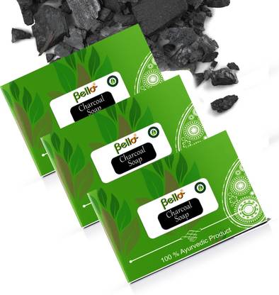Bello Charcoal Soap - Hand Made Glycerin Soap Pack of 3