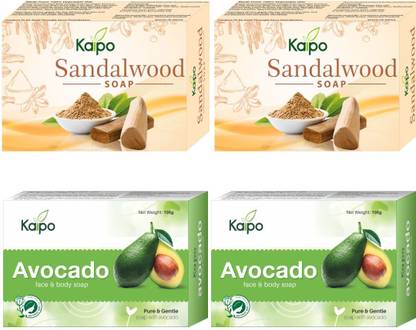 KAIPO Sandalwood Soap And Avocado Soap for Natural Beauty (Pack Of 4)