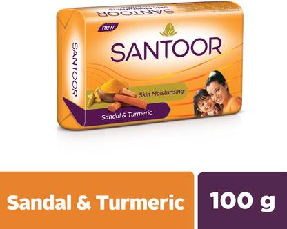 Santoor Skin Moisturizing Sandal & Turmeric Bathing Bar Soap For Soft & Youthful Skin