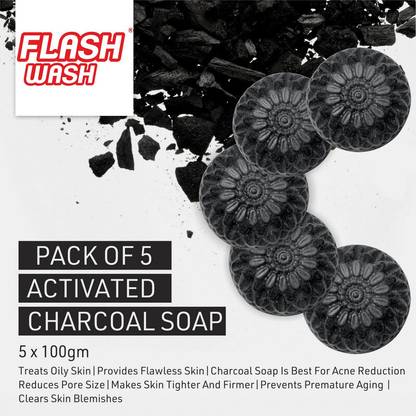 FLASH WASH charcol soap-100% vegan/paraben free/African black soap With activated charcoal