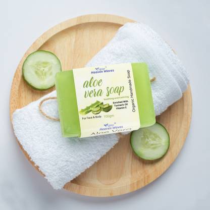 heaven waves Aloe Vera Soap Organic Handmade Soap Enriched with Vitamin E and Turmeric Oil