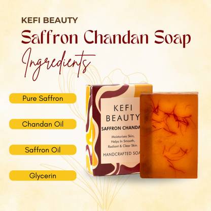 KEFI BEAUTY Saffron Chandan Soap Natural Bathing Bar ( pack of 5 )