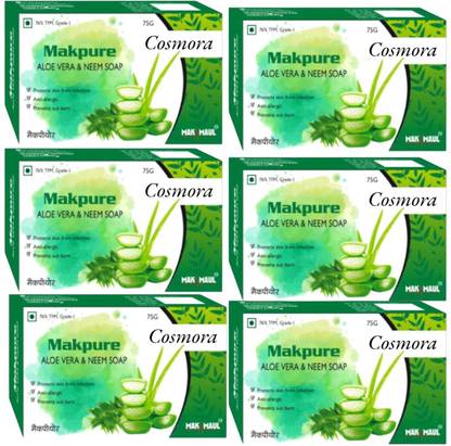 COSMORA MAKPURE NEEM & ALOEVERA SOAP FOR PRIFYING & CLEANSING SKIN PACK OF - 6