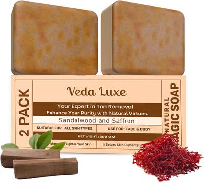 Veda Luxe Natural Magic Soap Sandalwood & Saffron | Tan Removal & Brightening