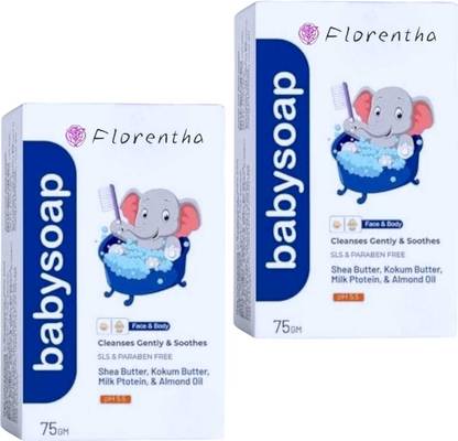 FLORENTHA BABY SOAP FOR BABYS GENTLE CLEASE & SOFT SOOTHES SKIN PACK OF 2