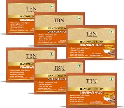 TBN 100% Natural Chandan Haldi Bath Soap for Skin Brightening, Control Pigmentation