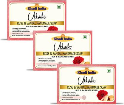 Utkrisht Khadi Luxurious Rose & Sandal Bathing Soap - Hydrating Natural