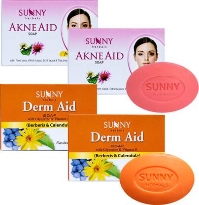 Sunny Herbals Akne Aid Soap-(75gmx2 pcs) and Derm Aid Soap-(75gmx2 pcs)