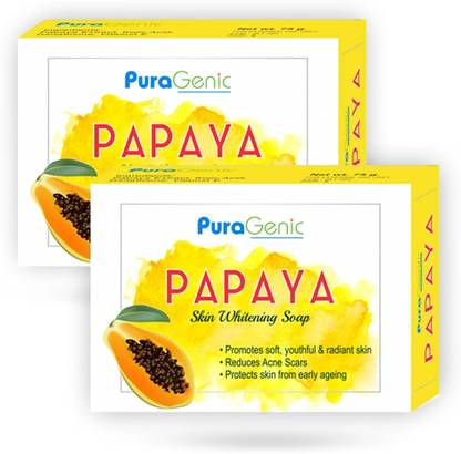 Puragenic Papaya Skin Whitening Soap,75gm - Combo Pack of 2