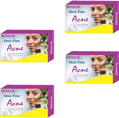 MOSKLIN SKINFINEE ACNE BATHING SOAP FOR ACNE ,PIMPLES & CLEANSING SKIN PACK OF - 4