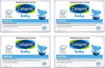 Cetaphil Baby Mild Bar for Face and Body-Pack of 4, 75g