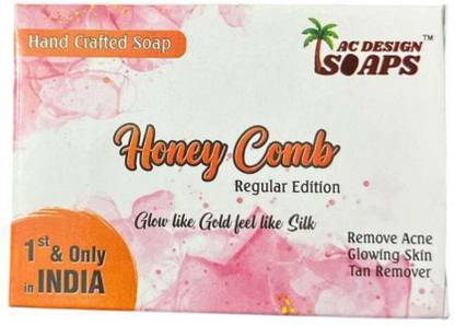 AC DESIGN Honey Comb Hand Crafted Soap Remove Acne Glowing Skin Tan Remover White