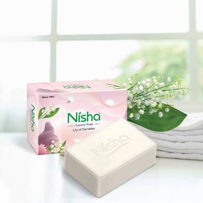 Nisha Luxury Soap Bar Lily of The Valley for Soft & Beautiful Skin 100g Each Pack of 6