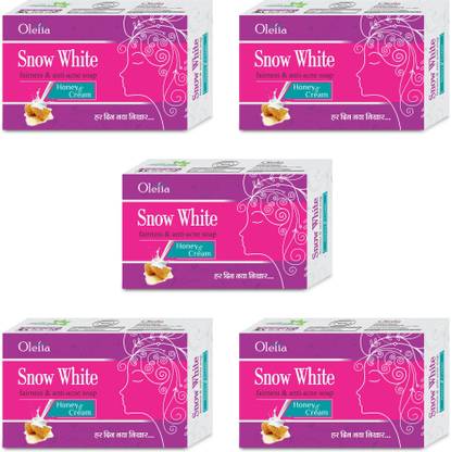 Snow White Moisturising Soap (Pack of 5) for Fairness, Acne, Black Heads, Pimple Spots