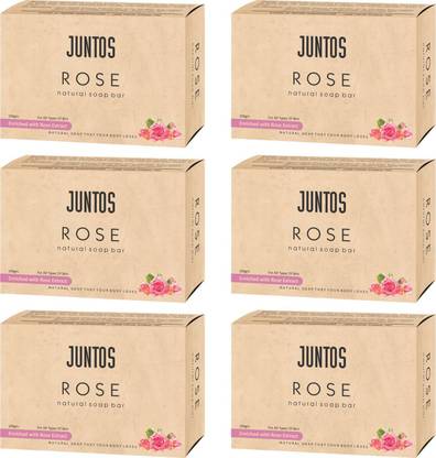 Juntos Herbal Rose Bathing Soap Pack of 6 | Gentle Skincare & Refreshing Body Cleanser