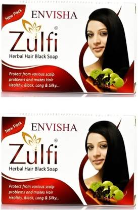 ENVISHA New Zulfi Shama Herbal Hair Black Soap pack of 2