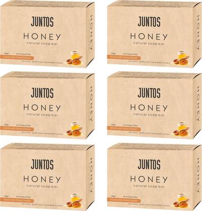 Juntos Pack of 6 Honey Soap Bars – Moisturizing Bath Soap for Soft & Glowing Skin