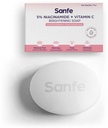 Sanfe 5% Niacinamide & Vitamin C Brightening Soap | Detanning Soap 75gm